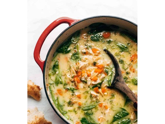 Куриный суп с лимоном и орзо