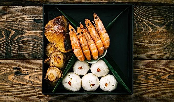 Imballaggio Osechi Ryori (cibo di Capodanno giapponese)