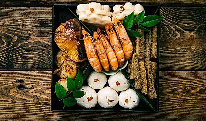 Imballaggio Osechi Ryori (cibo di Capodanno giapponese)