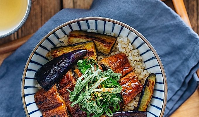 Melanzane Unagi Donburi 茄子と鰻の丼ぶり