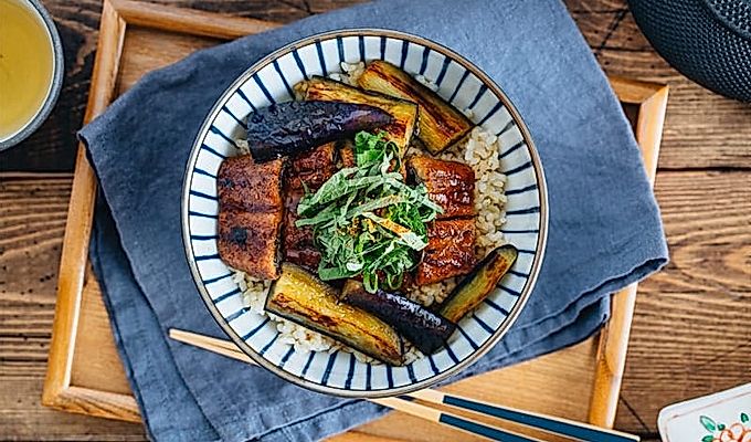 Unagi Over Rice in a
