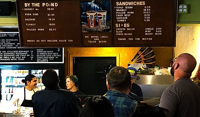 Menu bij Franklin Barbecue in Austin, TX