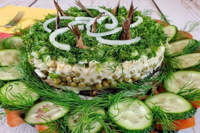 Ensalada con espadín Old Riga