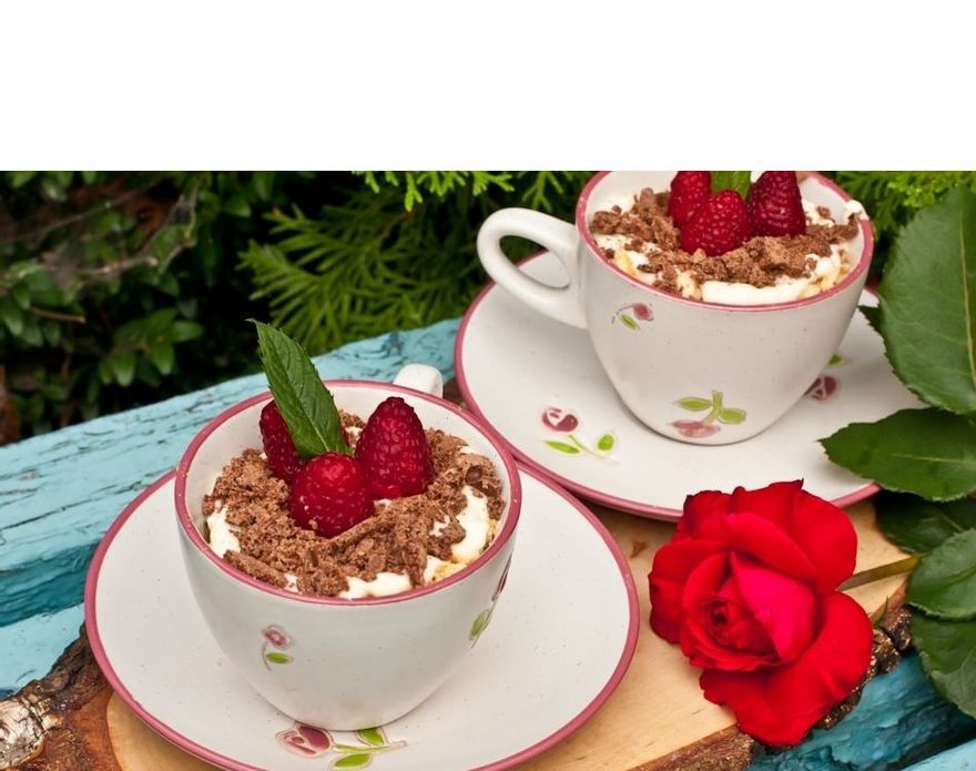 Country dessert with raspberries