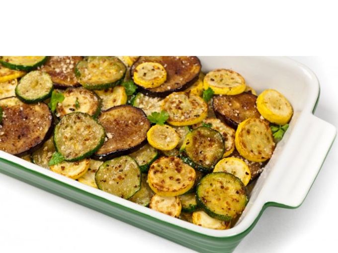 Albergínia al forn i carbassó amb parmesà